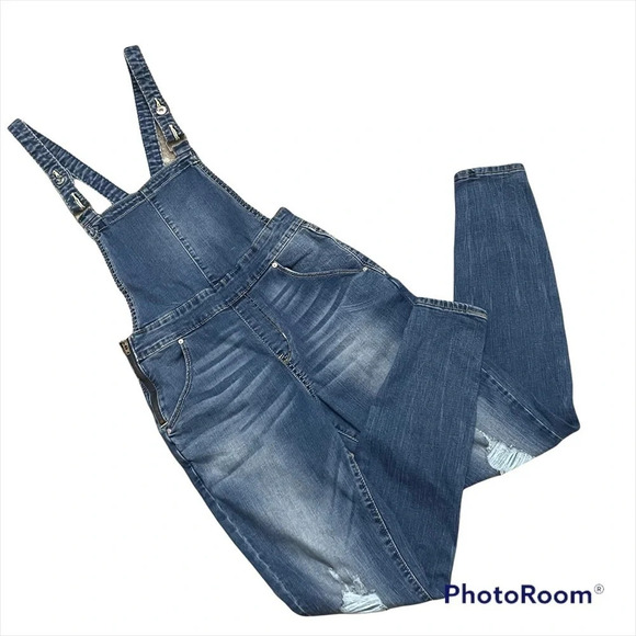 DENIZEN from Levi's Skinny Overalls Distressed size XS side zipper - Picture 9 of 12